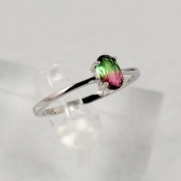 Sterling 0.5ct Watermelon Tourmaline Ring - Picture 6 of 8